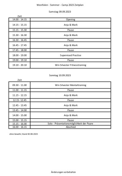 Zeitplan WSC 23